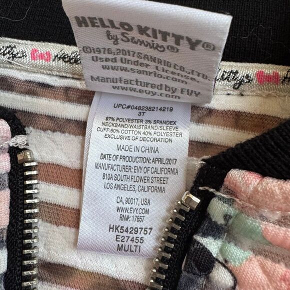 Hello Kitty Jacket Full Zip Toddle Girl Size 3T Long Sleeve Pink Mesh - Picture 5 of 5